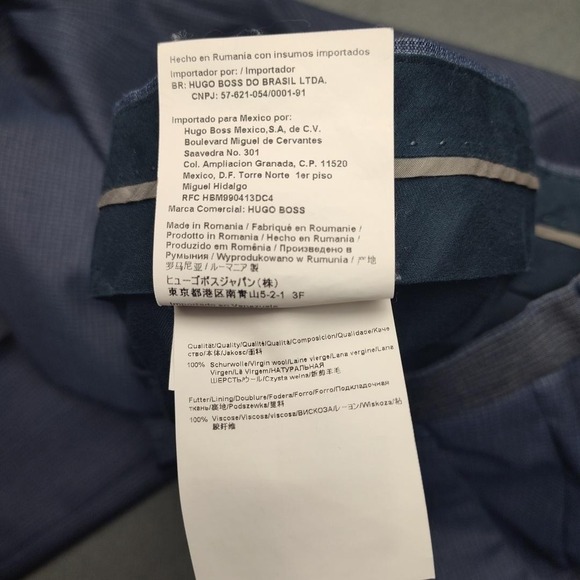 Hugo Boss Dress Pants Mens 36x31 Blue Gray Micro Check Flat Front Suit Sharp - Picture 10 of 15